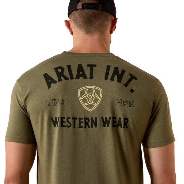 ARIAT OUTLINE SHOP MILITARY HEATHER - MENS TEE - 10073962
