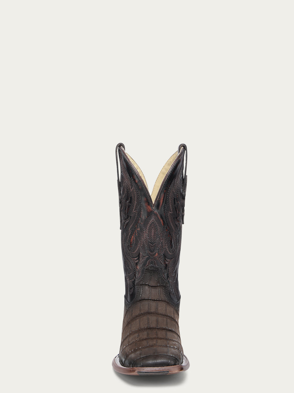Corral Men’s Chocolate Alligator Embroidery Wide Sq Toe A4935