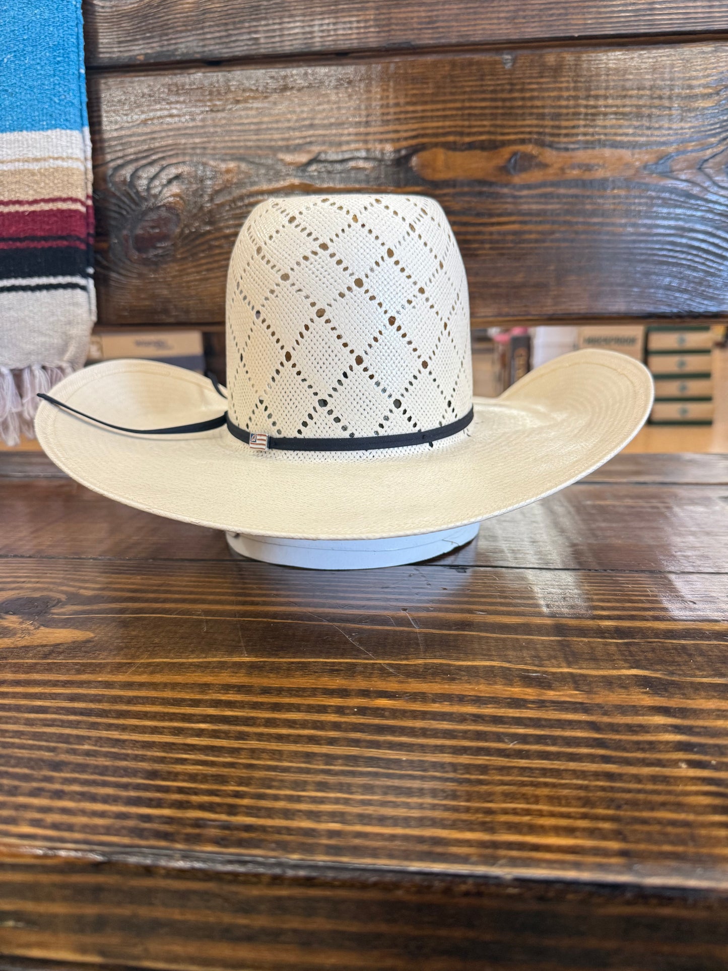 American Hat White Straw Hat 5040 S-CHL 2CBLK