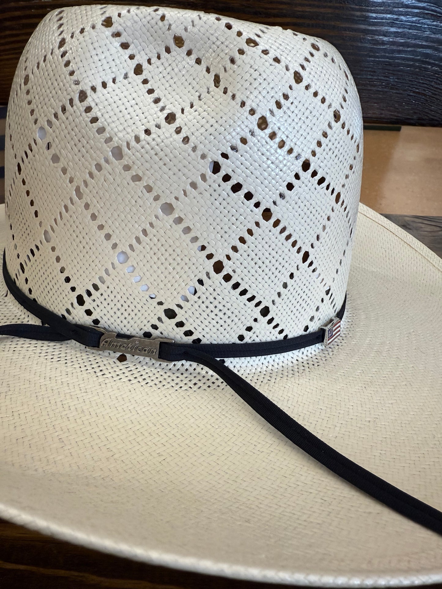 American Hat White Straw Hat 5040 S-CHL 2CBLK