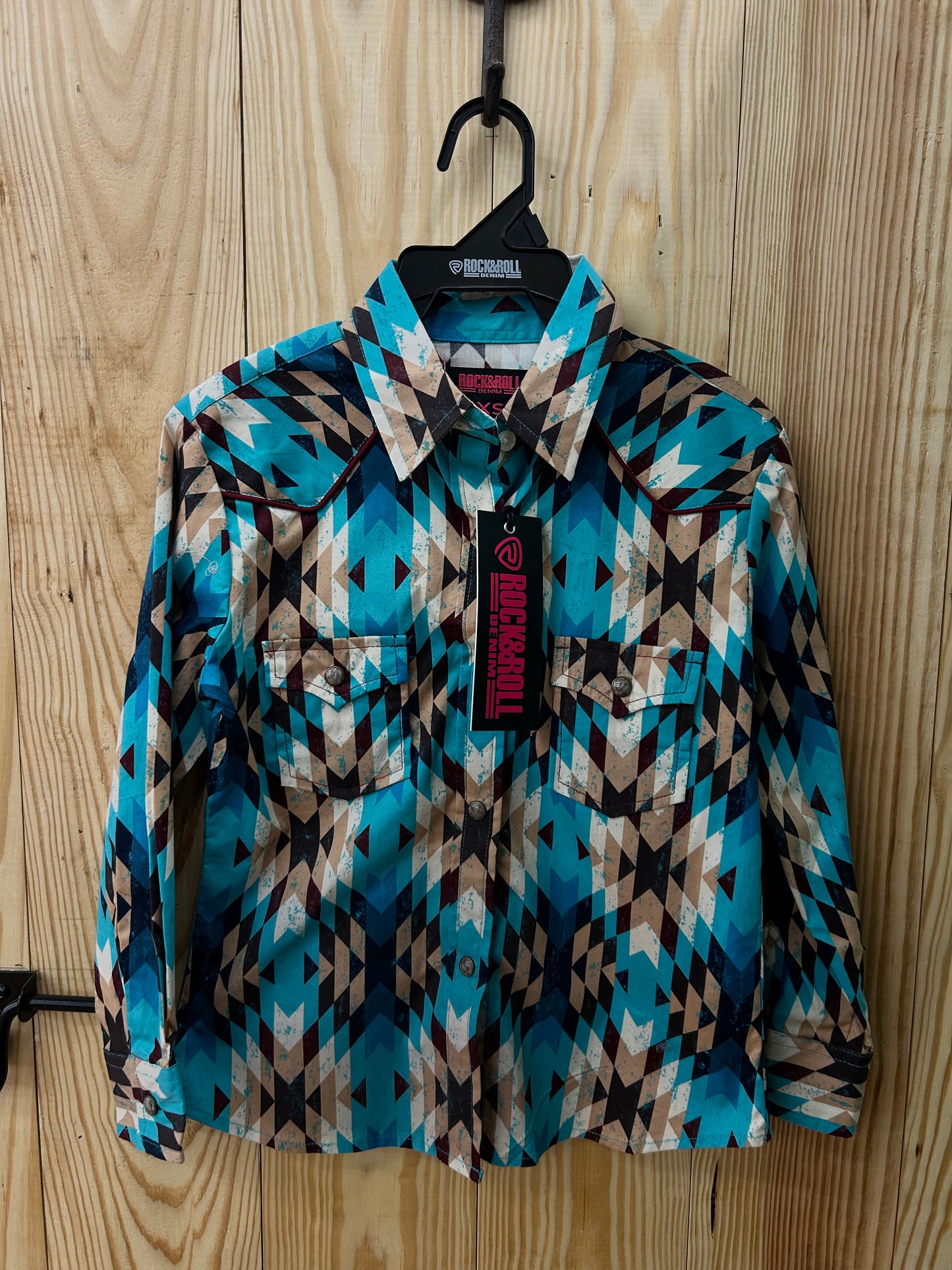 Rock&Roll Cowgirl’s Aztec Print Snap Shirt