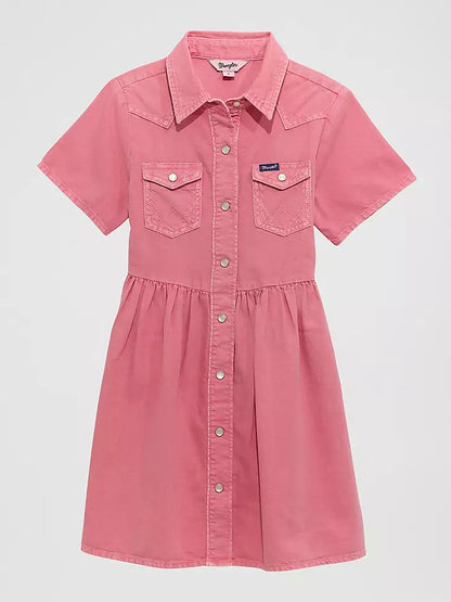 Wrangler Girls ColorWash Denim Western Snap Dress 112375188