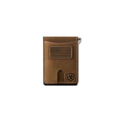 Ariat Men’s Brown Leather Money Clip Wallet A3566144