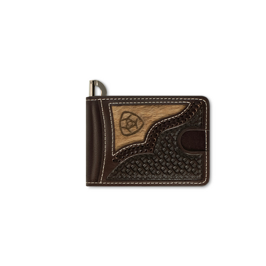 Ariat Money Clip Chocolate Calf Hair Wallet  A3562847