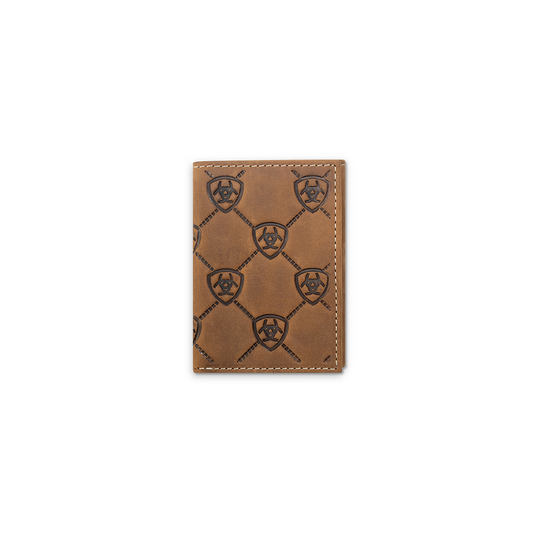Ariat Trifold Shield Embossed Brown Wallet A3565744