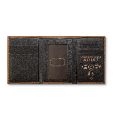 Ariat Trifold Shield Embossed Brown Wallet A3565744
