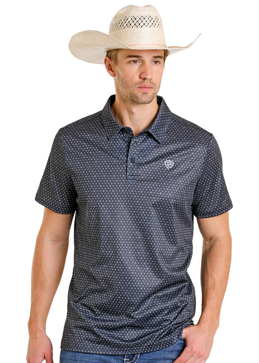 Rock & Roll Geo Allower Print Black Men’s Polo BM51T08331