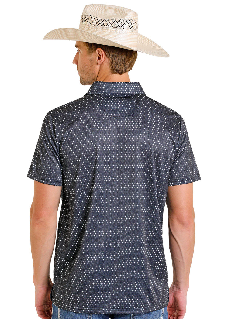Rock & Roll Geo Allower Print Black Men’s Polo BM51T08331