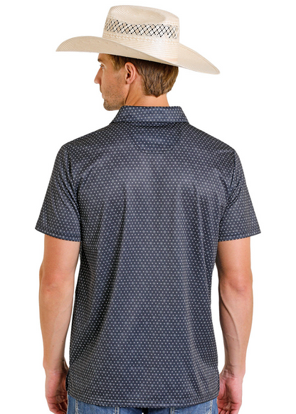 Rock & Roll Geo Allower Print Black Men’s Polo BM51T08331