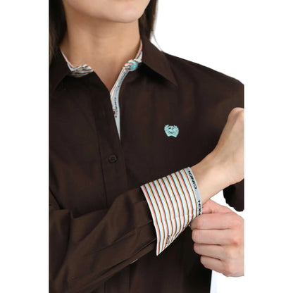 Cinch Women’s Brown Button Down Long LS Shirt MSW9165086
