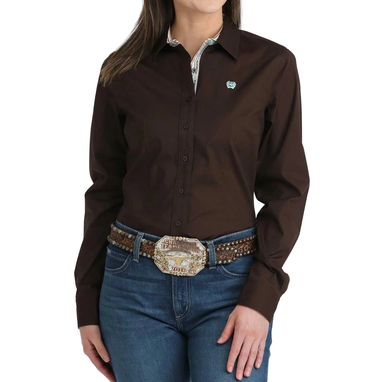 Cinch Women’s Brown Button Down Long LS Shirt MSW9165086