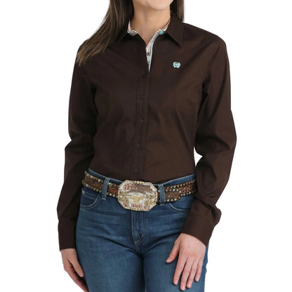 Cinch Women’s Brown Button Down Long LS Shirt MSW9165086