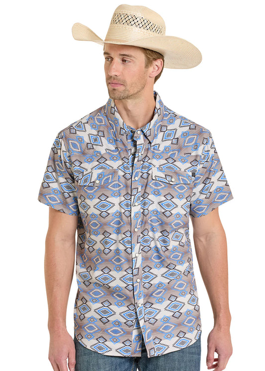 Rock&Roll Aztec Printed Men’s Natural SS Shirt BMN3S08389