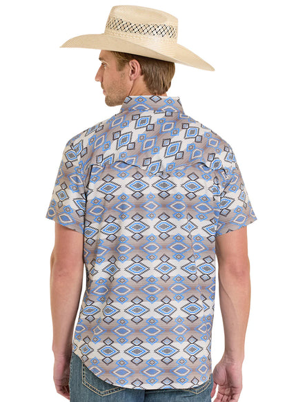 Rock&Roll Aztec Printed Men’s Natural SS Shirt BMN3S08389