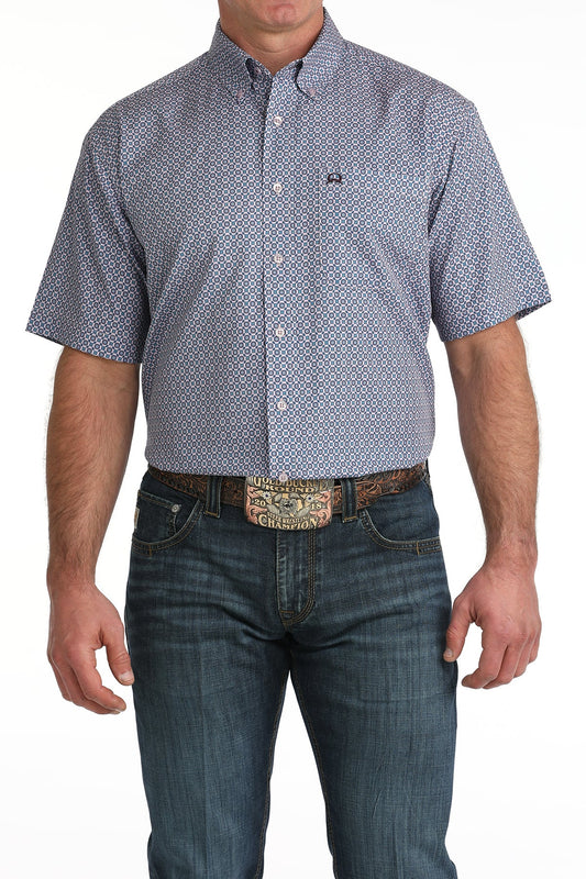 CINCH MENS PURPLE AND BLUE SHORT SLEEVE SHIRT-MTW1704161