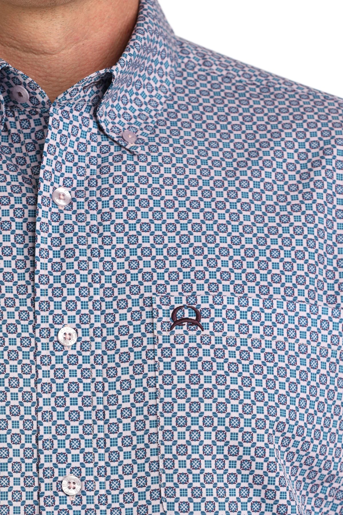 CINCH MENS PURPLE AND BLUE SHORT SLEEVE SHIRT-MTW1704161