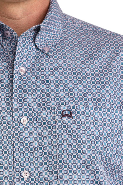CINCH MENS PURPLE AND BLUE SHORT SLEEVE SHIRT-MTW1704161