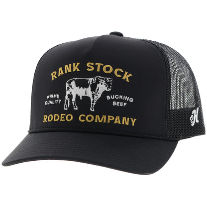Hooey "Rank Stock" Hat Black W/Yellow & White Stitching 2562T-BK