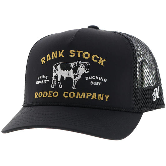 Hooey "Rank Stock" Hat Black W/Yellow & White Stitching 2562T-BK