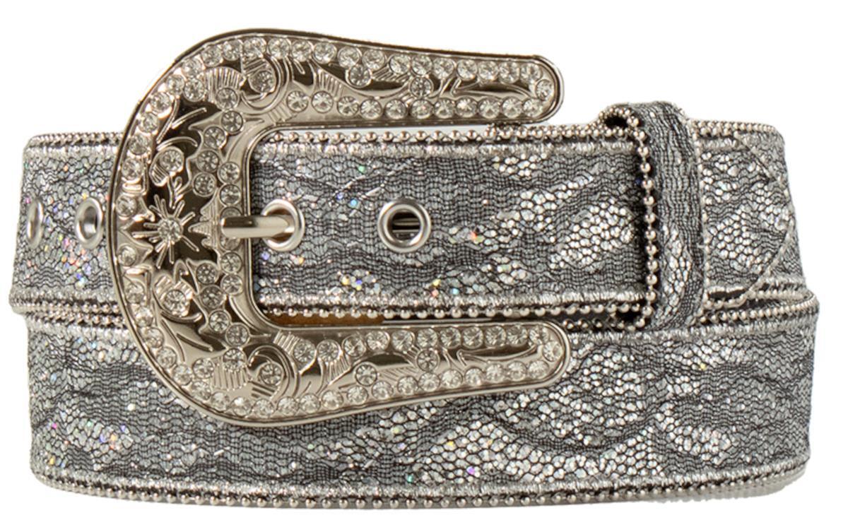 Nocona Western Belt Women’s Glitter Lace Overlay Engraved