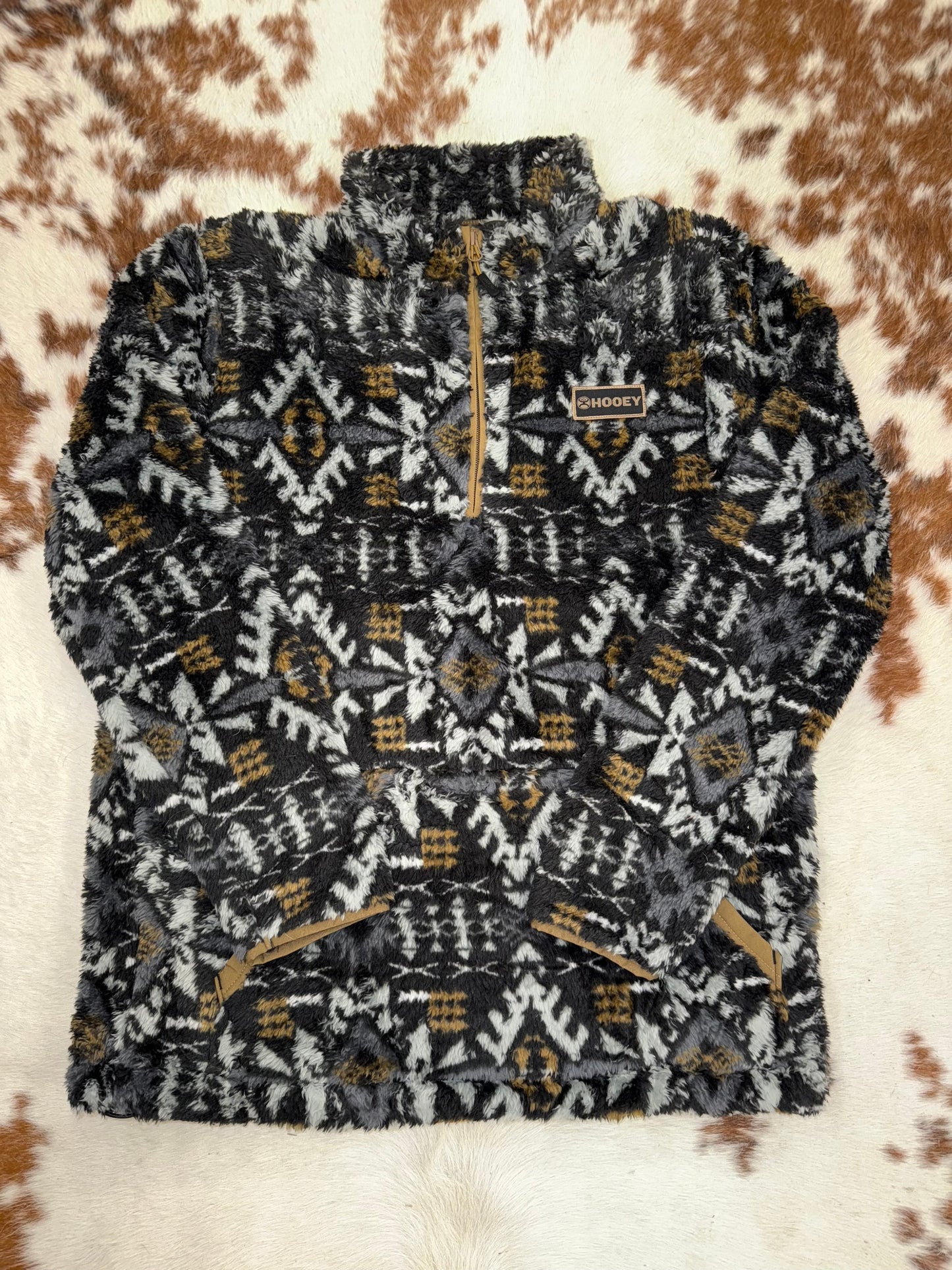 Hooey Men’s Black/Brown Bozeman Fleece Pullover HFP027BKAZ