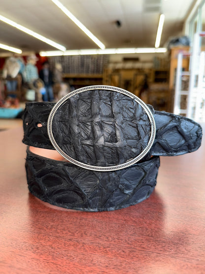 Los Altos Inverted Pirarucu Black Matte Cowboy Belt C11A1069