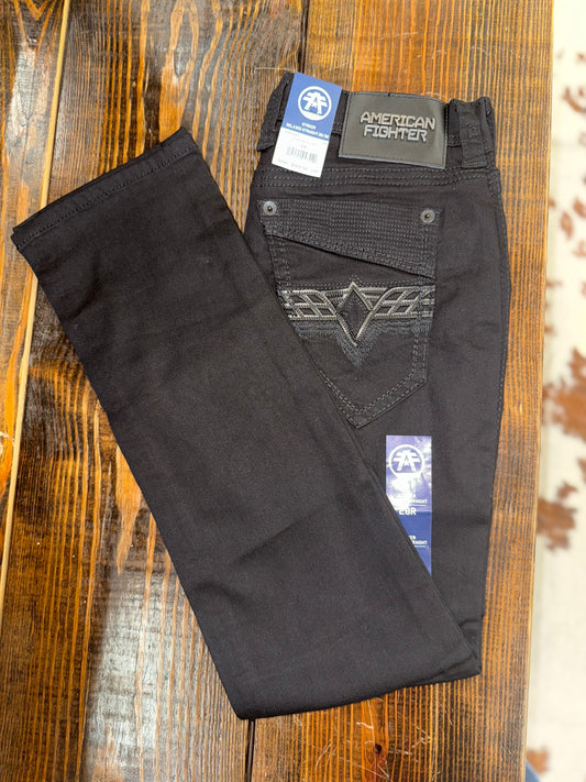 American Fighter Striker Relaxed Straight Black Jeans 33IRS410R