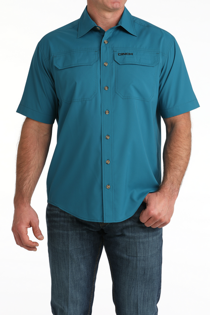 Cinch Teal ArenaFlex Ripstop Solid Men’s Shirt MTW1723004