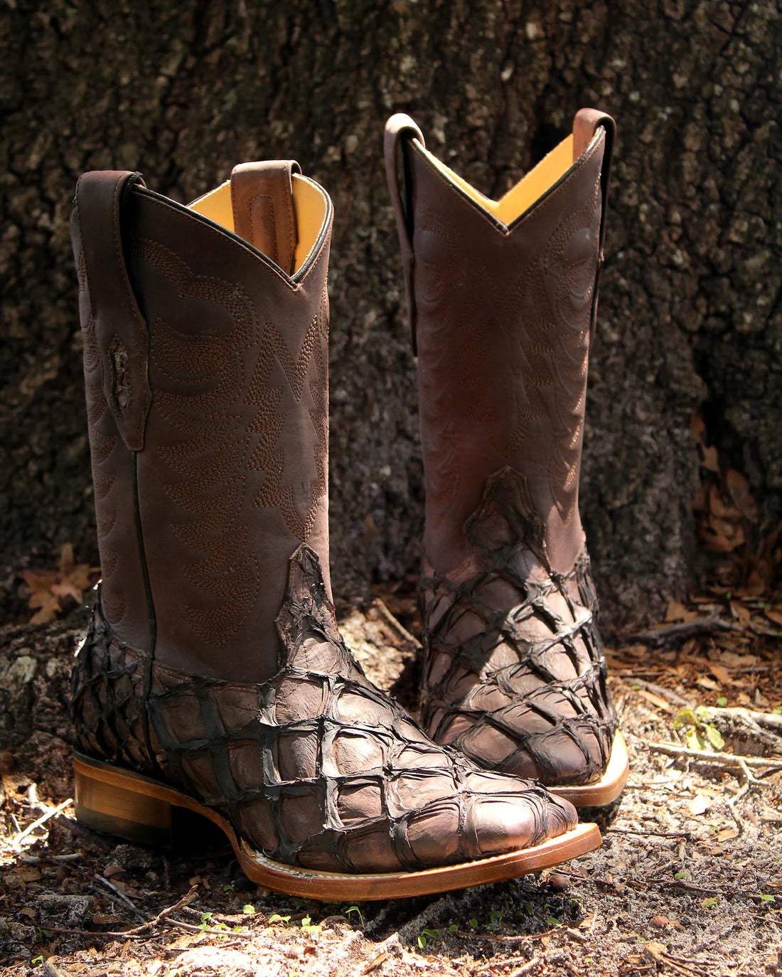 Los Altos Exotic Fish Boots Inverted Pirarucu Tabacco SQ Toe 8221059