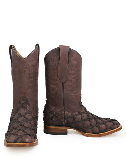 Los Altos Exotic Fish Boots Inverted Pirarucu Tabacco SQ Toe 8221059