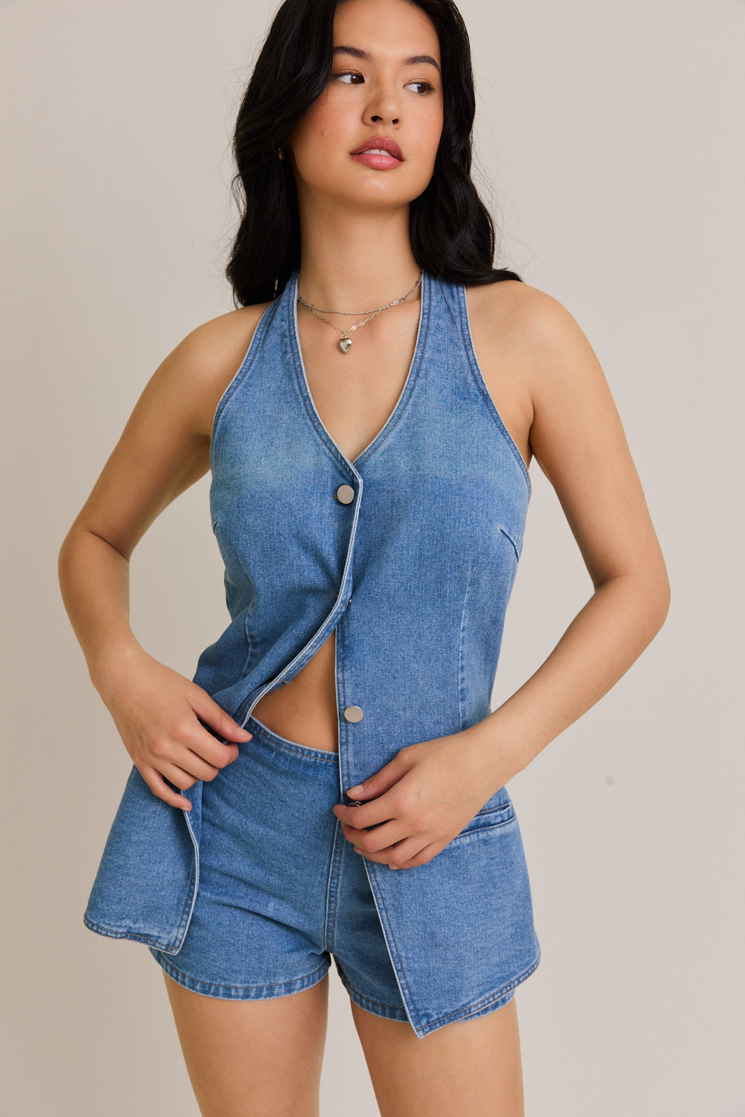 Le Lis Women’s Vest-Style Romper with Micro Shorts PM6177