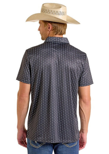 Rock & Roll Men's Black Geometric Printed Polo Shirt BM51T06617