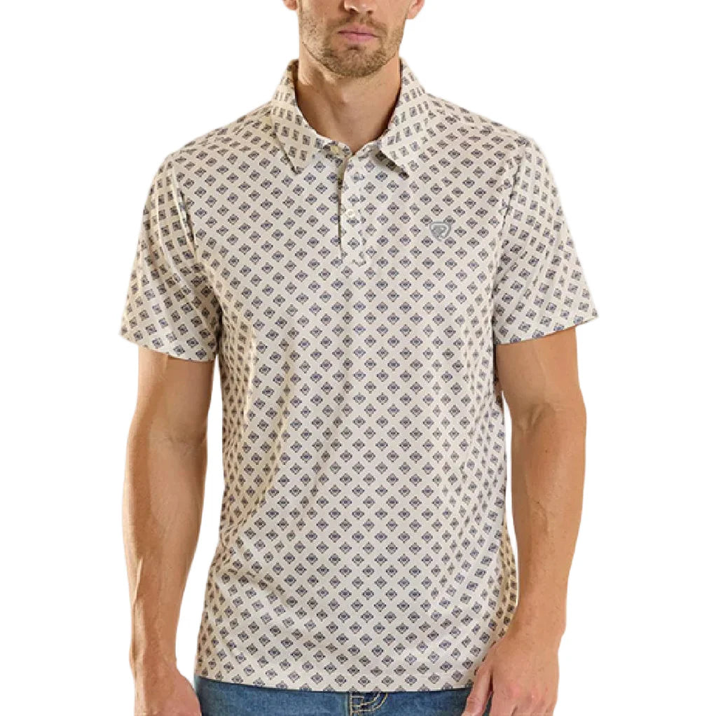 Rock & Roll Denim Men's Mini Aztec Geo Printed Polo Shirt BM51T08711