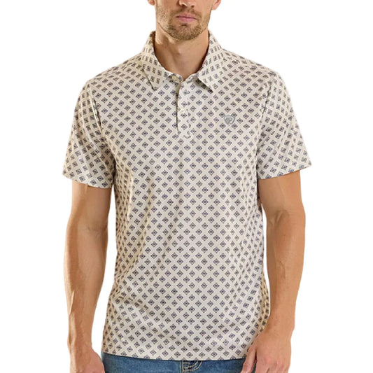 Rock & Roll Denim Men's Mini Aztec Geo Printed Polo Shirt BM51T08711