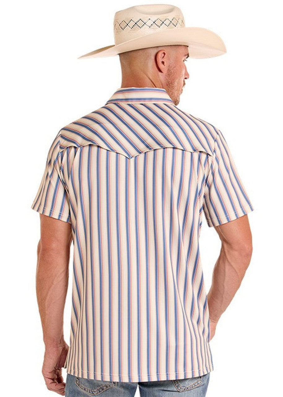 Rock & Roll Mens Polo Natural Western Stripe  BM51T09057