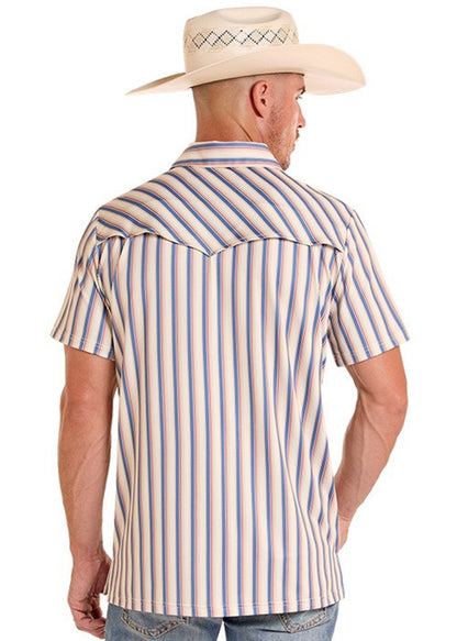 Rock & Roll Mens Polo Natural Western Stripe  BM51T09057