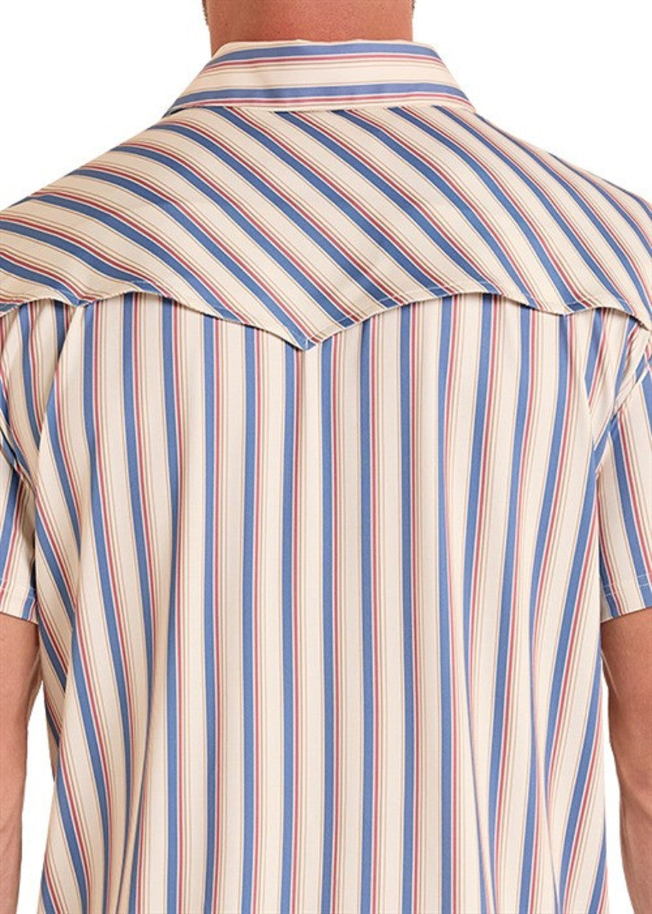 Rock & Roll Mens Polo Natural Western Stripe  BM51T09057