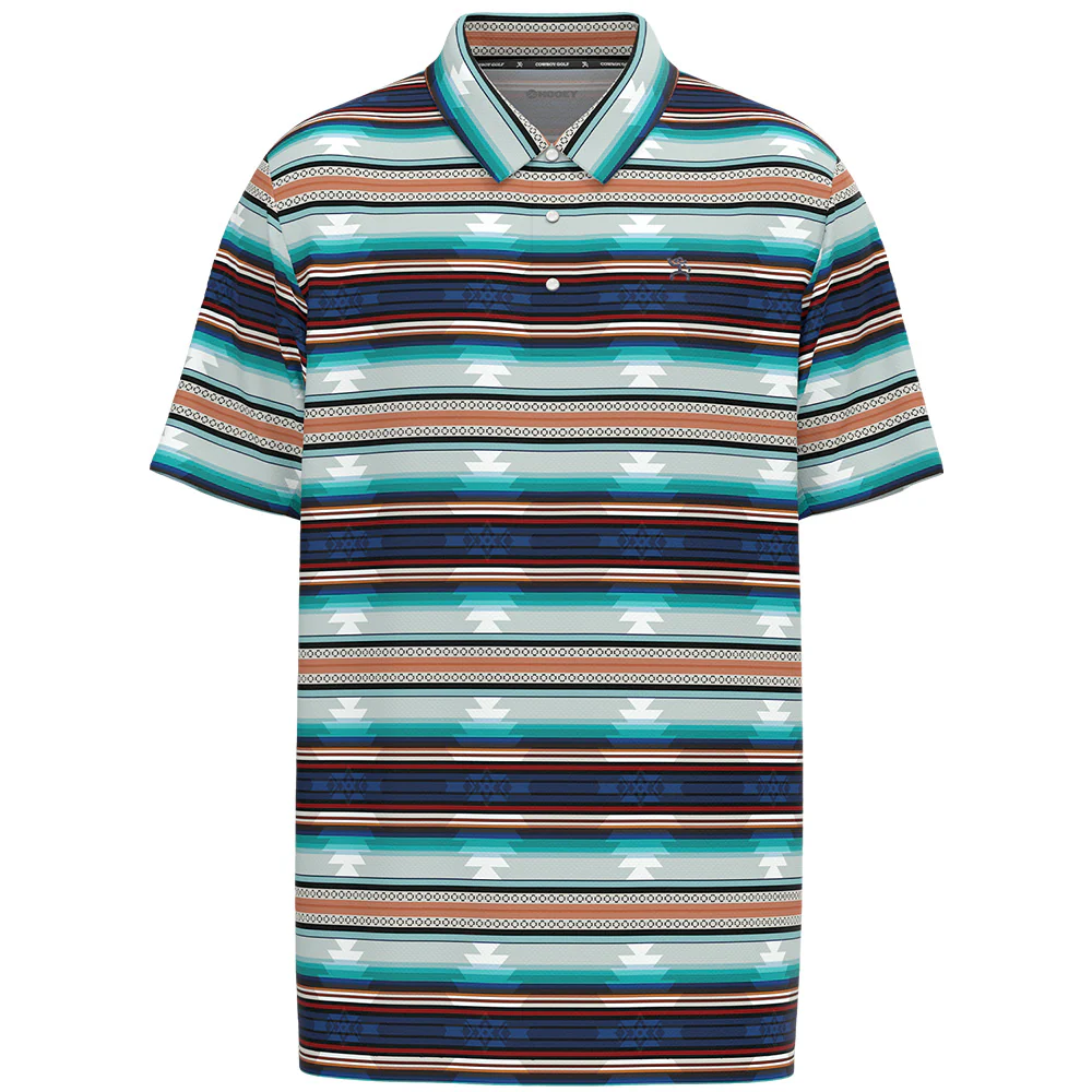Hooey Men’s Polo Red blue Stripe Aztec Pattern