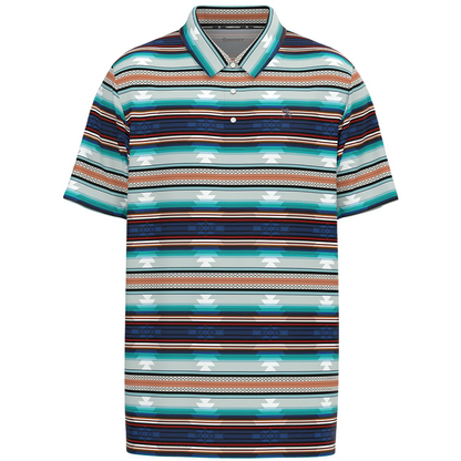 Hooey Men’s Polo Red blue Stripe Aztec Pattern