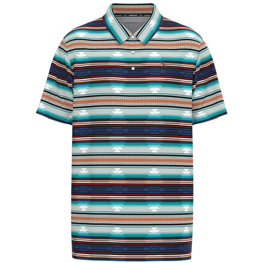 Hooey Men’s Polo Red blue Stripe Aztec Pattern