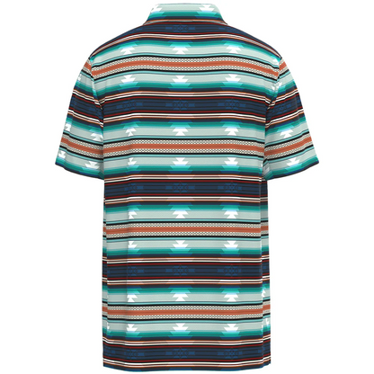 Hooey Men’s Polo Red blue Stripe Aztec Pattern