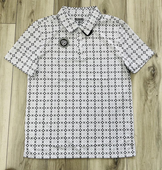 Rock & Roll Men’s Medallion White Printed Polo BM51T08716