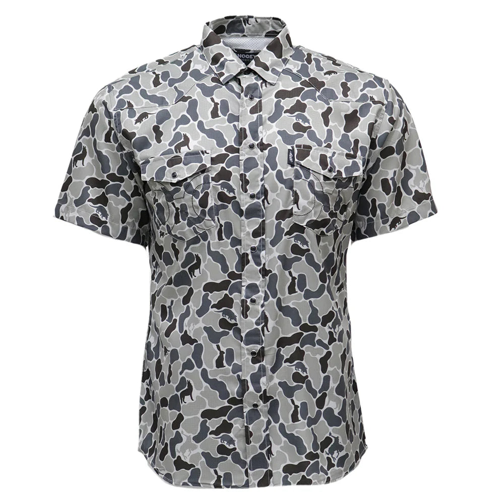 HOOEY "SOL" SHORT SLEEVE PEARL SNAP SHIRT GREY CAMO
