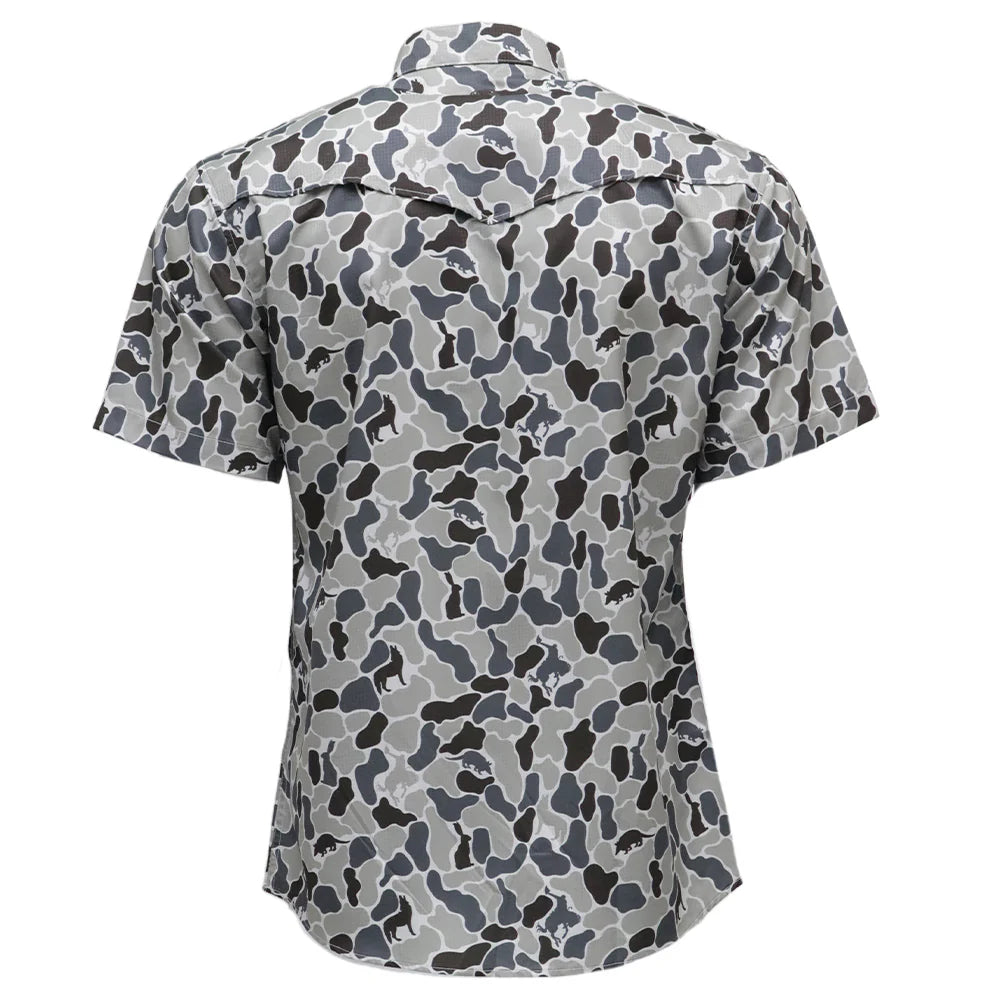 HOOEY "SOL" SHORT SLEEVE PEARL SNAP SHIRT GREY CAMO