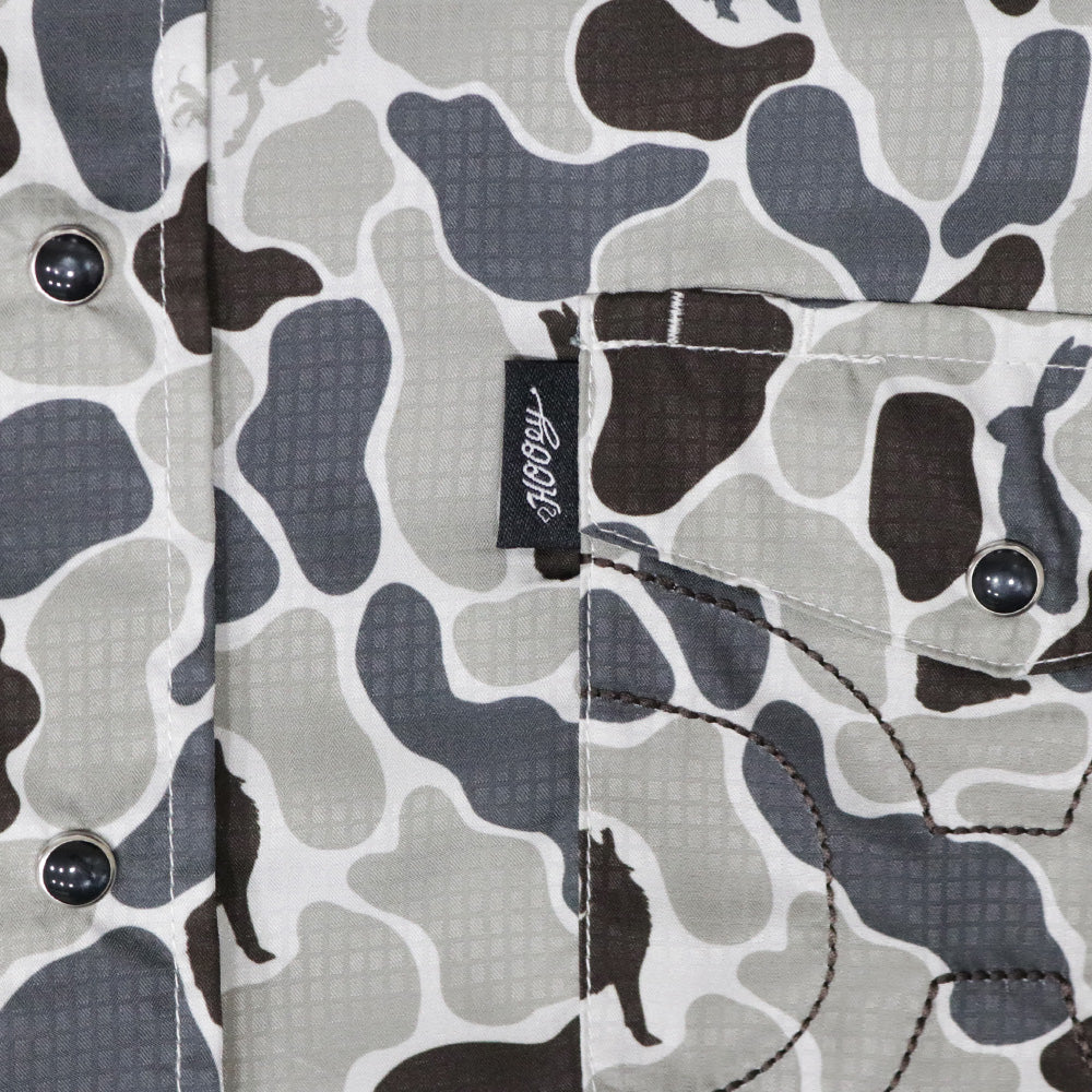 HOOEY "SOL" SHORT SLEEVE PEARL SNAP SHIRT GREY CAMO