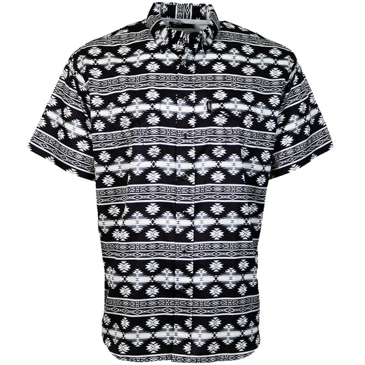 HOOEY MENS "SOL" SHORT SLEEVE PEARL SNAP SHIRT BLACK/AZTEC