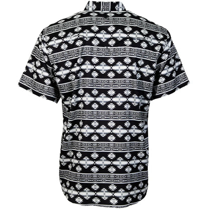 HOOEY MENS "SOL" SHORT SLEEVE PEARL SNAP SHIRT BLACK/AZTEC