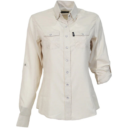 HOOEY "SOL" LADIES LONG SLEEVE PEARL SNAP SHIRT CREAM