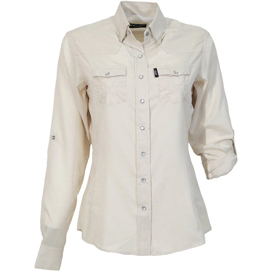 HOOEY "SOL" LADIES LONG SLEEVE PEARL SNAP SHIRT CREAM