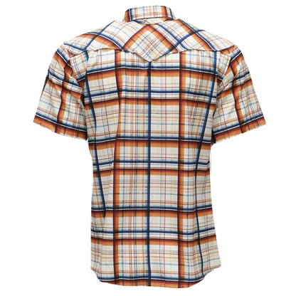 HOOEY "SOL" S/S PEARL SNAP SHIRT CREAM W/PLAID PATTERN